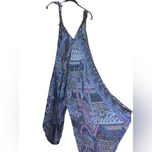 Chic Blue Patterned Jumpsuit